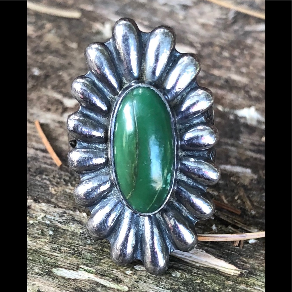 60.  Sterling Malachite ring